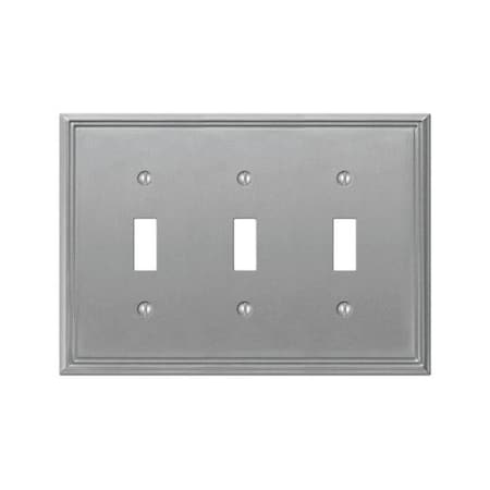 Livewire 77TTTBN Metro Line 3 Gang Toggle Wall Plate Brushed Nickel LI880399